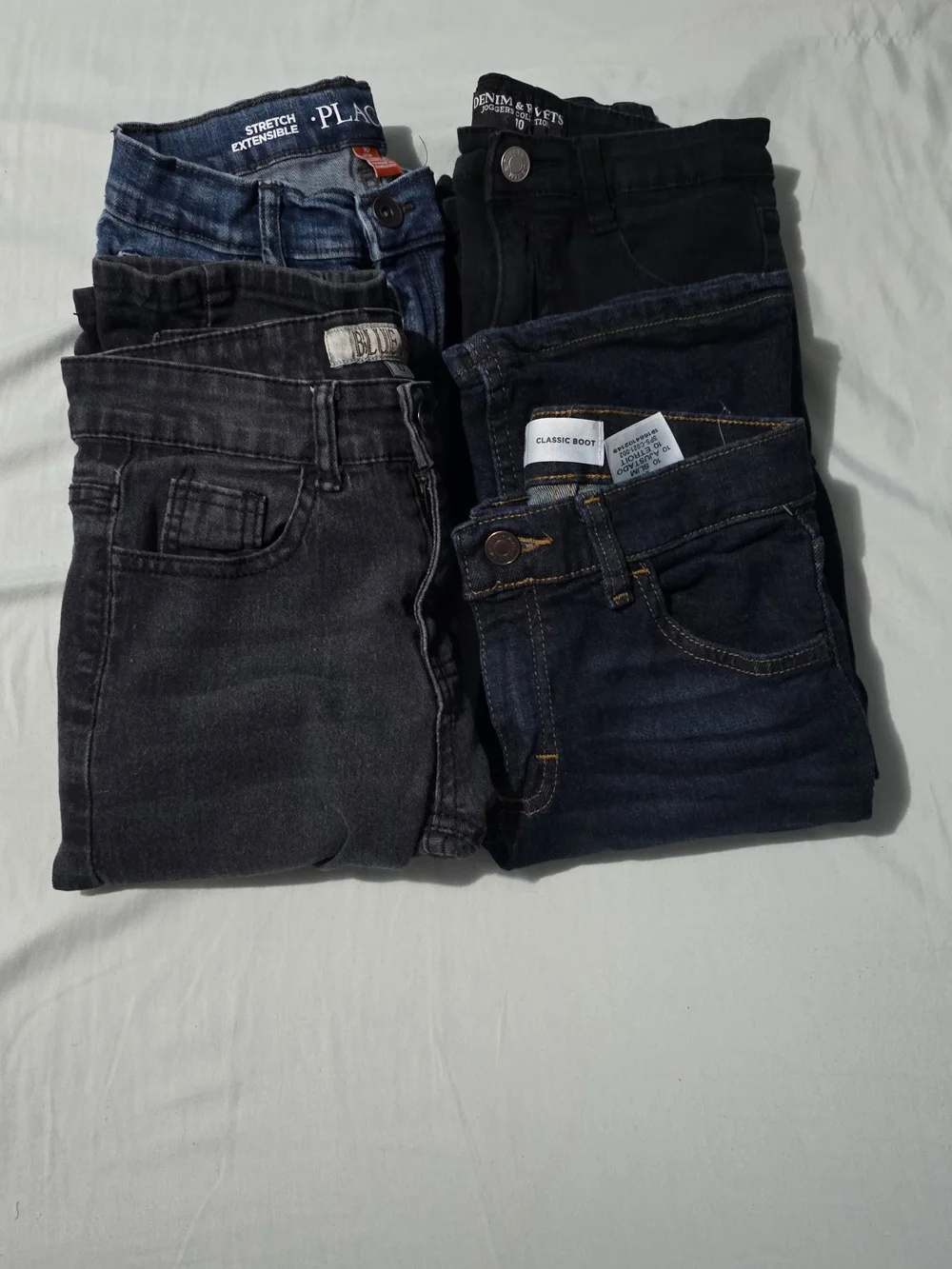 5 Pack Mixed Kids Jeans Pack - Blue/Black  Khaki Denim 10slim